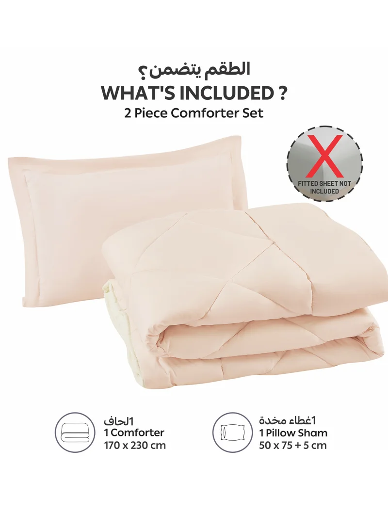 Donetella Bedding Comforter Set, Single Size 170x230 cm - 2-Pcs Solid Quilted Bed Set, Microfiber Fabric - 1 Comforter and 1 Pillow Sham
