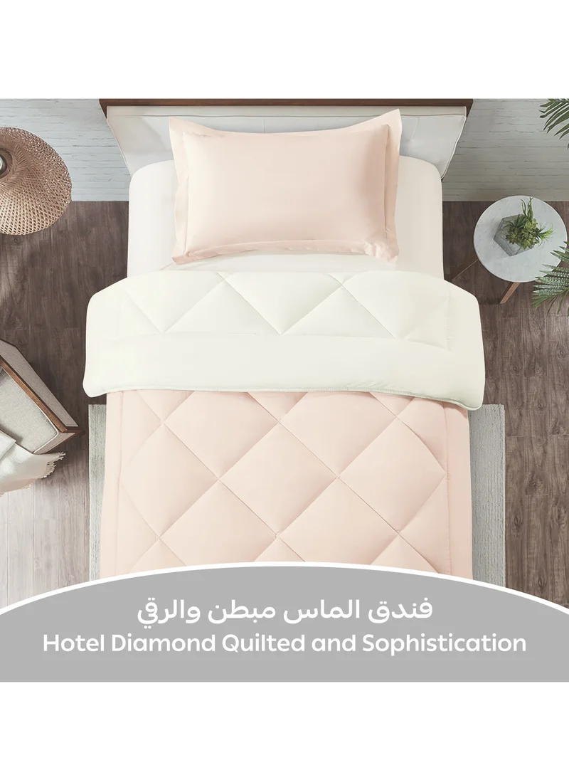 دوناتيلا طقم مفرش روزا سادة 2 قطعة مقاس مفرد ونص 170 × 230 سم بحشوة ثابتة عاجي