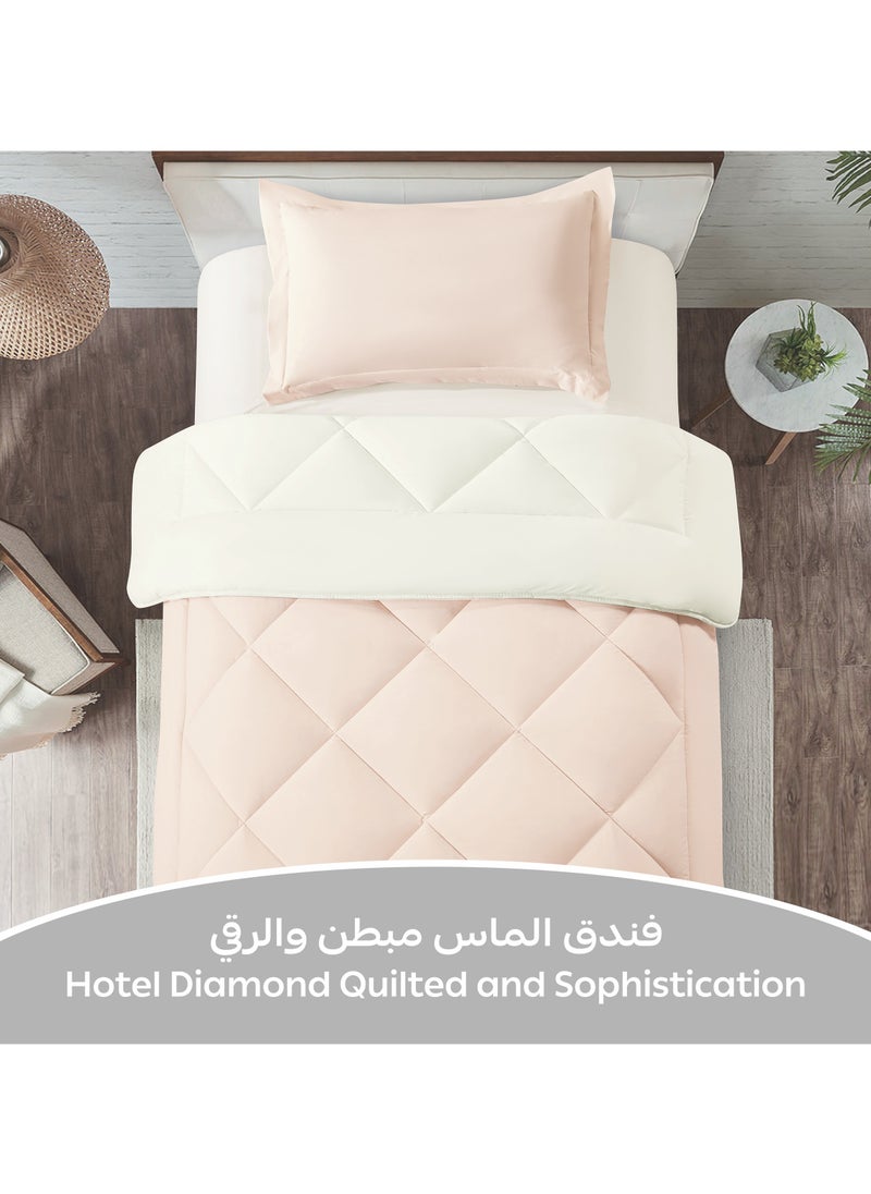 دوناتيلا طقم مفرش روزا سادة 2 قطعة مقاس مفرد ونص 170 × 230 سم بحشوة ثابتة عاجي  - Image 2
