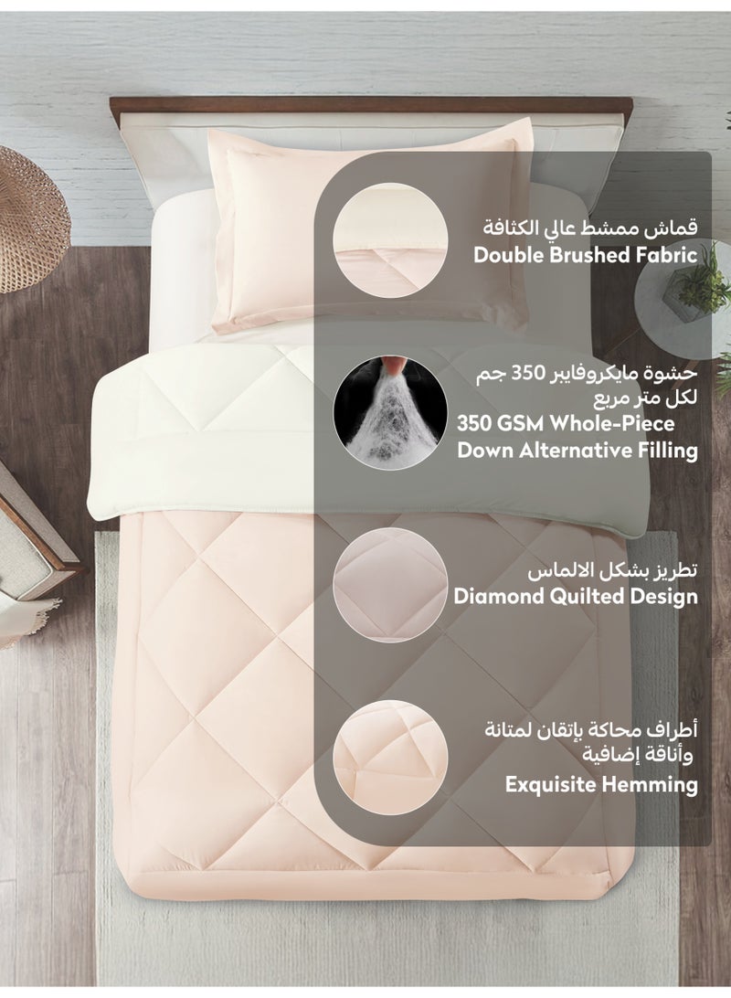 Donetella Bedding Comforter Set,170x230 cm  Single Size Bed - 2-Pcs Solid Quilted Bed Set, Microfiber Fabric - 1 Comforter and 1 Pillow Sham - Image 4