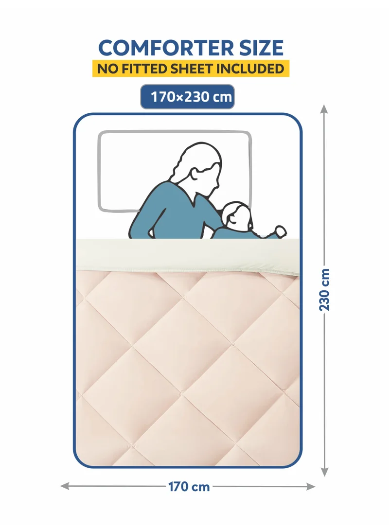 Donetella Bedding Comforter Set,170x230 cm  Single Size Bed - 2-Pcs Solid Quilted Bed Set, Microfiber Fabric - 1 Comforter and 1 Pillow Sham