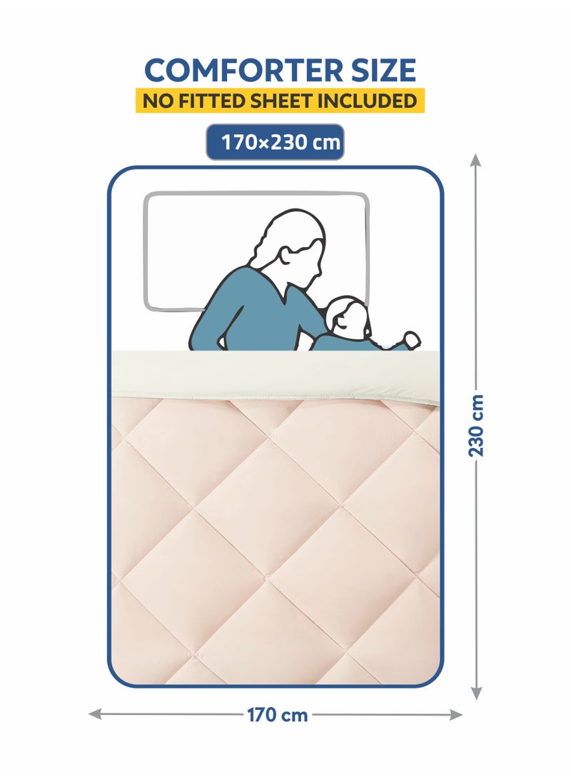 Donetella Bedding Comforter Set,170x230 cm  Single Size Bed - 2-Pcs Solid Quilted Bed Set, Microfiber Fabric - 1 Comforter and 1 Pillow Sham - Image 2