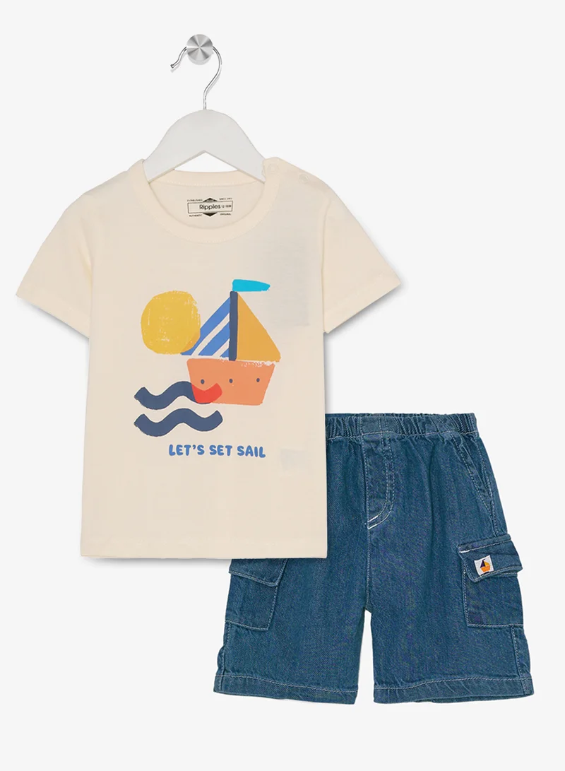 ريبلز مع نمشي Boys Tee With Shorts Set