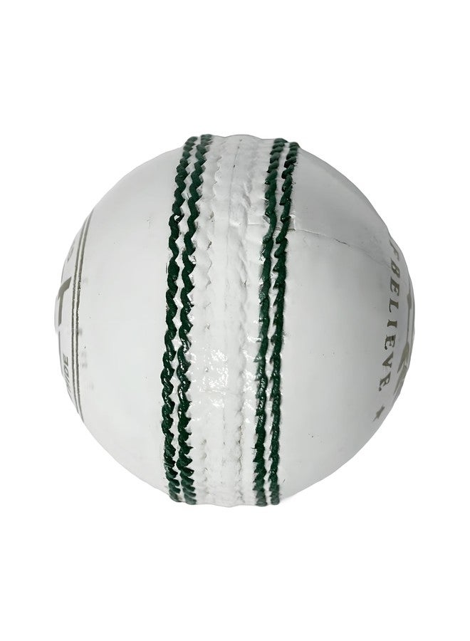 SELF BELIEVE Babita Sports,Test Leather Cricket Ball,Four Peice,White with Green Seam, Pack of 1 - Image 3