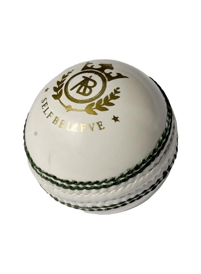 SELF BELIEVE Babita Sports,Test Leather Cricket Ball,Four Peice,White with Green Seam, Pack of 1 - Image 4
