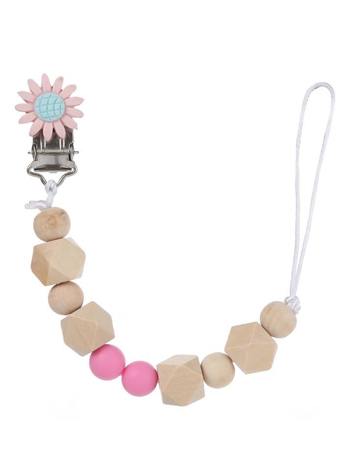 Pacifier Clips for Babies Silicone Soft-ended Clip Holder D.Pink