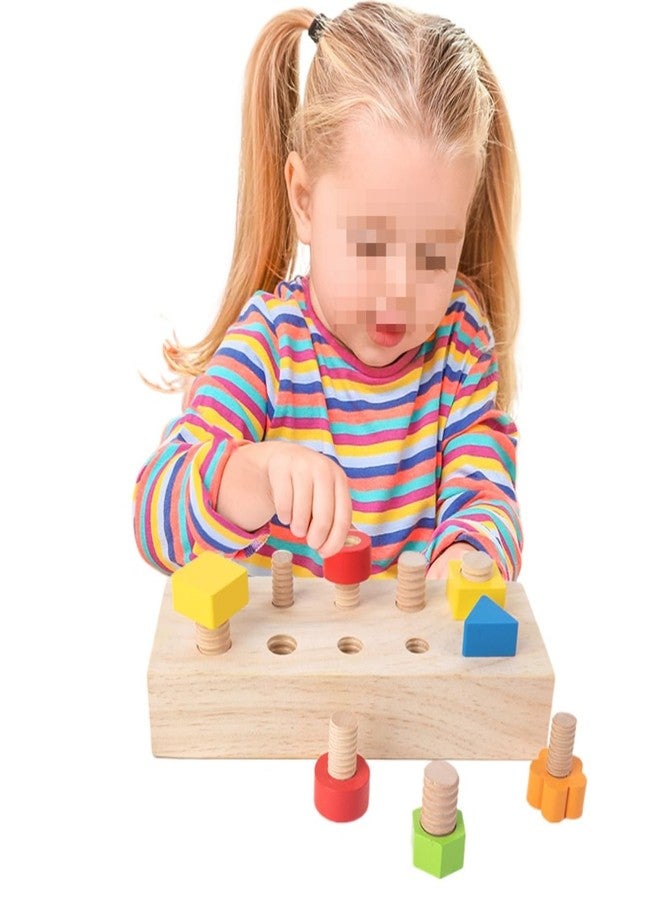 Gudong Children Nut Bolts Education Toys Montessori Color Shape Wooden Sensory Toy Kids Fine Motor Skill Screw Board Matching Cognition Game - Image 2