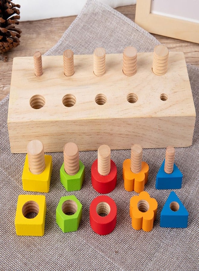 Gudong Children Nut Bolts Education Toys Montessori Color Shape Wooden Sensory Toy Kids Fine Motor Skill Screw Board Matching Cognition Game - Image 4
