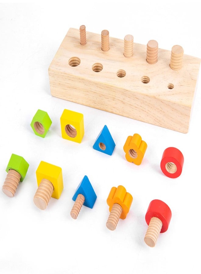 Gudong Children Nut Bolts Education Toys Montessori Color Shape Wooden Sensory Toy Kids Fine Motor Skill Screw Board Matching Cognition Game - Image 1
