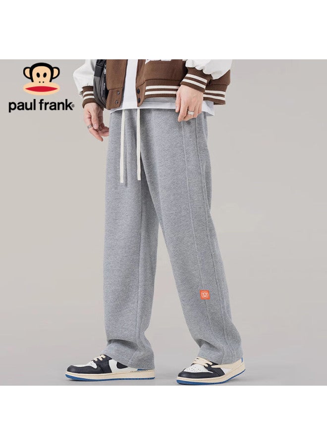 Paul Frank Men's Loose Fit Sweatpants Autumn Trendy Straight Casual Pants Heavy Drape Light Gray XL - Image 1