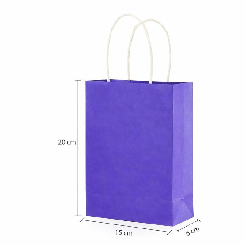 Purple Paper Gift Bags with Handles, Small Size 15x20 cm, Pack of 25 - Image 2