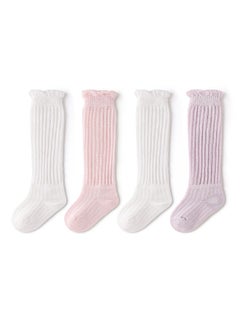 RARELY Set Of 4 Newborn Baby Girls Boys Cotton Knee High Socks Summer Anti-mosquito Stockings  - Image 1