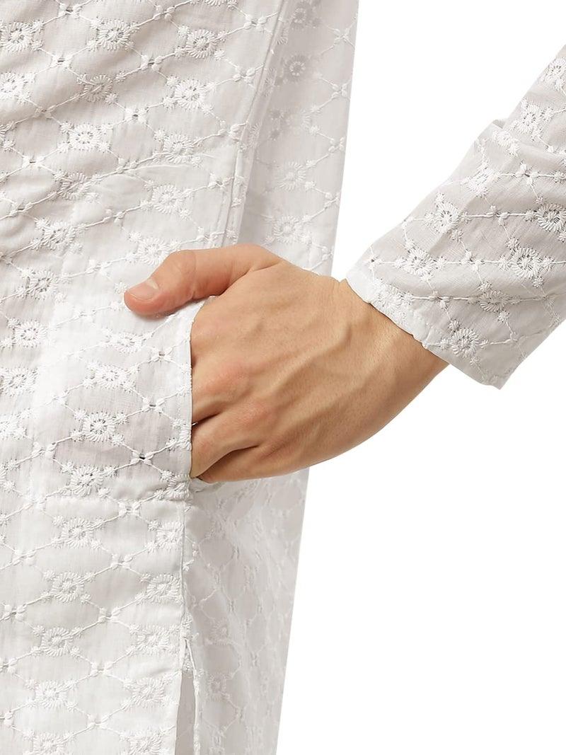 jompers طقم جومبرز للرجال من القطن الخالص مع تطريز وبيجاما بأكمام طويلة - Image 5