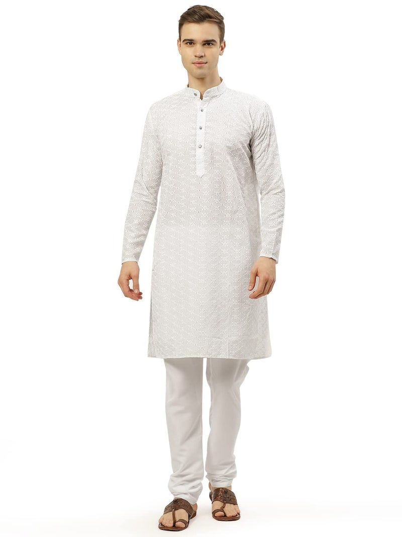 jompers طقم جومبرز للرجال من القطن الخالص مع تطريز وبيجاما بأكمام طويلة - Image 1