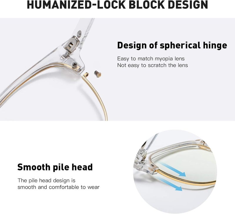 AOMASTE Store Blue Light Blocking Glasses Vintage Half Frame UV Clear Lens Anti Eyestrain Computer Gaming Glasses for Women Men(P56) - Image 5