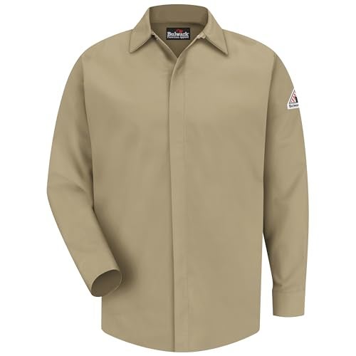 Bulwark FR قميص بولوارك للرجال EXCEL FR ComfortTouch بأكمام طويلة بدون جيوب، كاكي، صغير - Image 4
