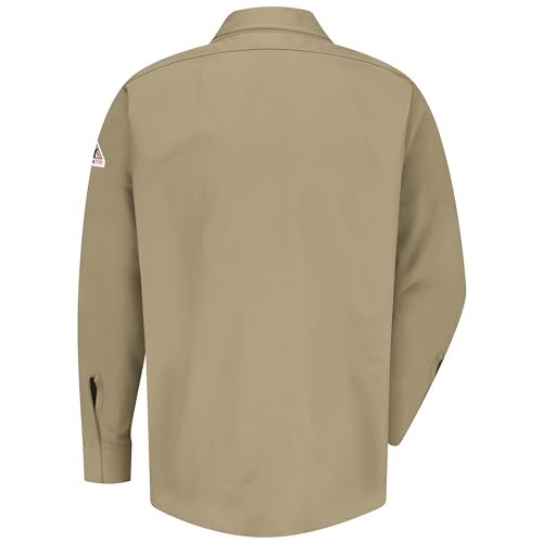 Bulwark FR قميص بولوارك للرجال EXCEL FR ComfortTouch بأكمام طويلة بدون جيوب، كاكي، صغير - Image 2