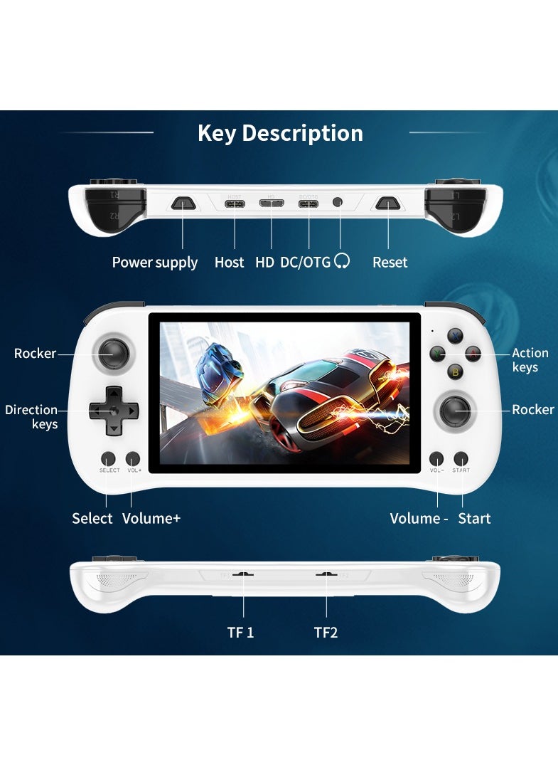 Powkiddy - X55 Handheld Game Console 5.5 inch Portable Retro Video Hand-Held Games Consoles Rechargeable RK3566 Hand Held Classic Play System 16GB+128GB (White) - Image 1