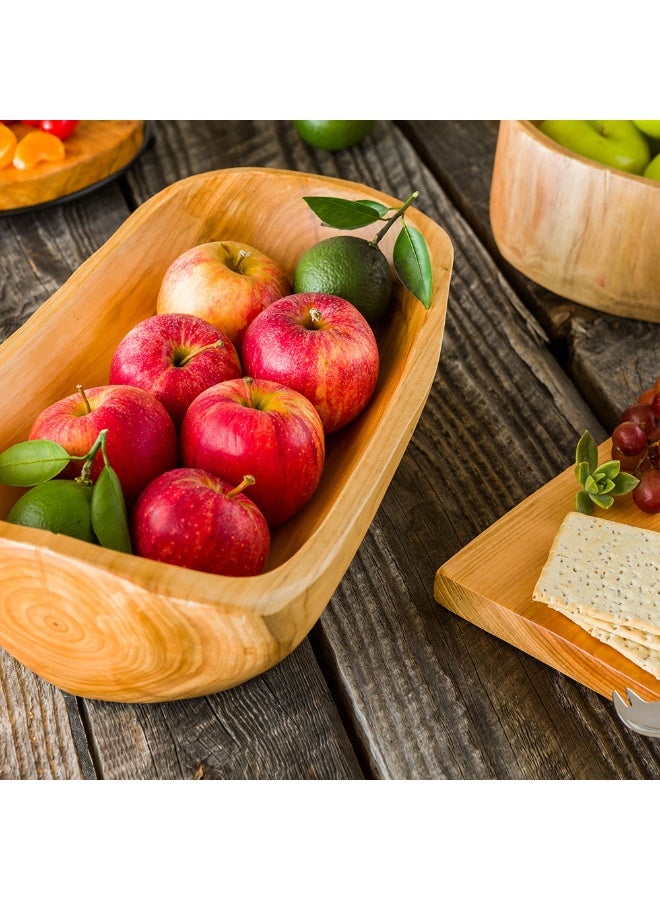 Restaurantware Nature Tek 13.5 x 7.75 x 4.5 Inch Fruit Bowl, 1 Handmade Oblong Bowl - Oval Shape, Shatterproof, Natural Wood Fruit Salad Bowl, Lightweight, For Bread And Vegatables - Image 3