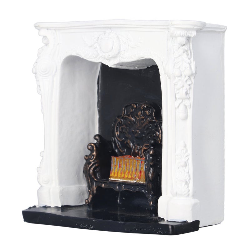 Dollhouse LED Fireplace Rococo Style Simple Switch Control Portable Resin 1:12 Dollhouse Miniature Decoration - Image 3