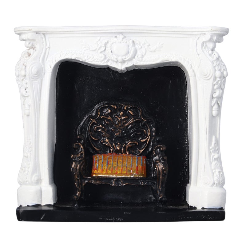 Dollhouse LED Fireplace Rococo Style Simple Switch Control Portable Resin 1:12 Dollhouse Miniature Decoration - Image 4