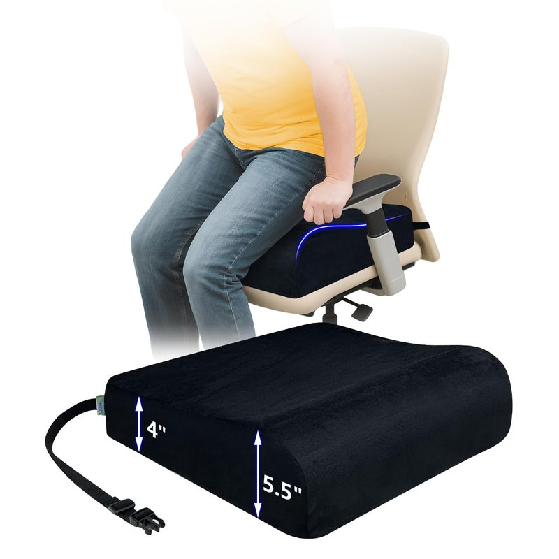 KAAMOS Adult Booster Seat Cushion for Chair, Extra Thick Lift Cushions for Elderly, Office Chair Booster Seat Riser Cushion Extra Firm Foam for Height, Seat Pad with Adjustable Strap for Office, Wheelchair - Image 1