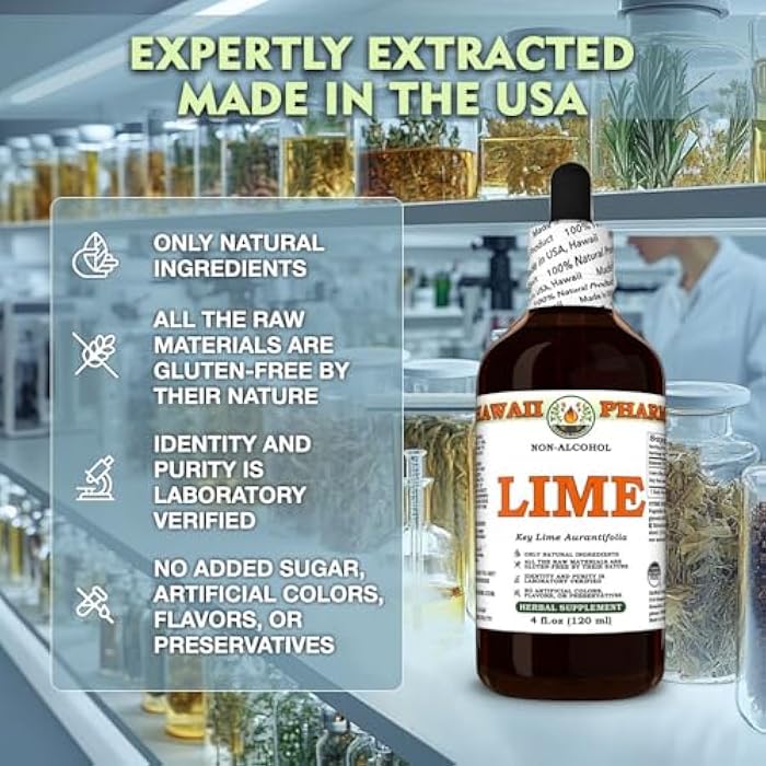Hawaii Pharm Lime (Citrus Aurantifolia) Dry Peel Glycerite, All Natural, Vegan, Lab Tested Alcohol-Free Liquid Extract - 2 fl.oz - Image 4
