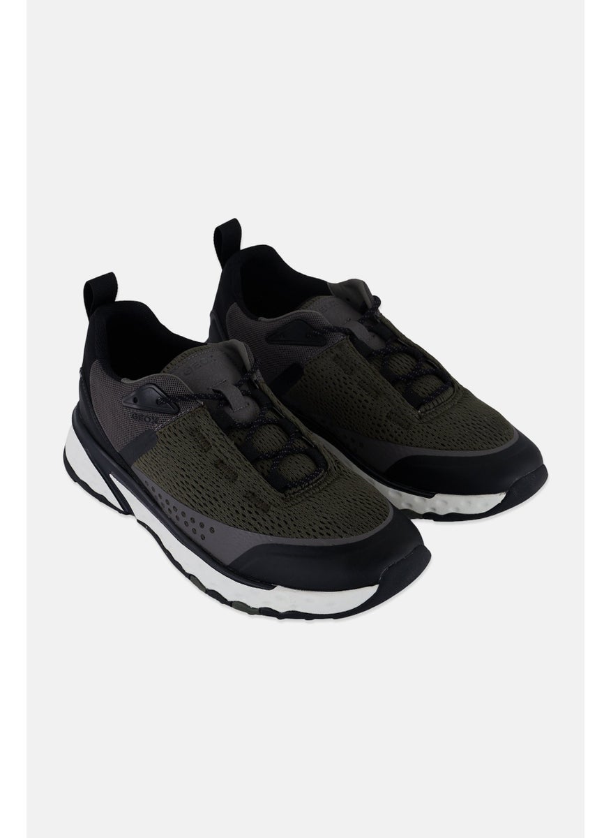 GEOX Men Lace Up Casual Sneaker, Olive  - Image 1