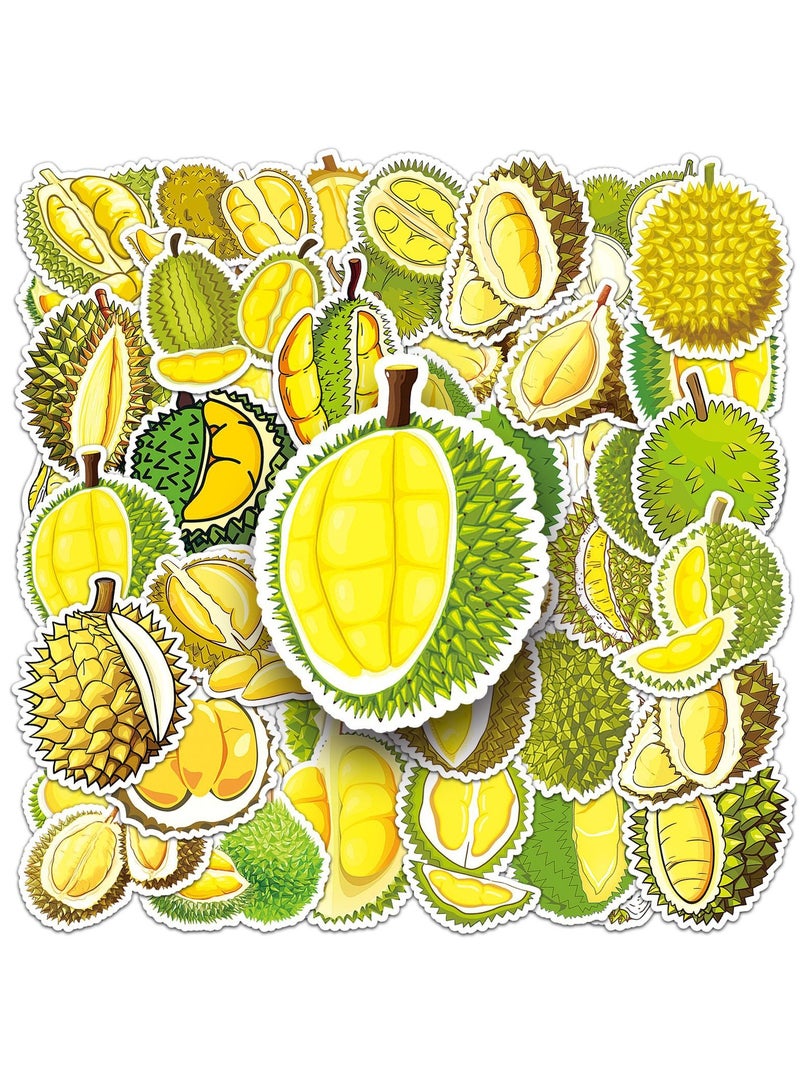 قوس قزح أورينبو 50 قطعة من ملصقات الدوريان للمراهقين والأولاد والبنات والأطفال من الفينيل المقاوم للماء لأجهزة الكمبيوتر المحمول والتابلت والقوارير والسيارات والهاتف والأمتعة والدفاتر ودفتر القصاصات ومجموعة ملصقات الفاكهة العصرية - Image 1