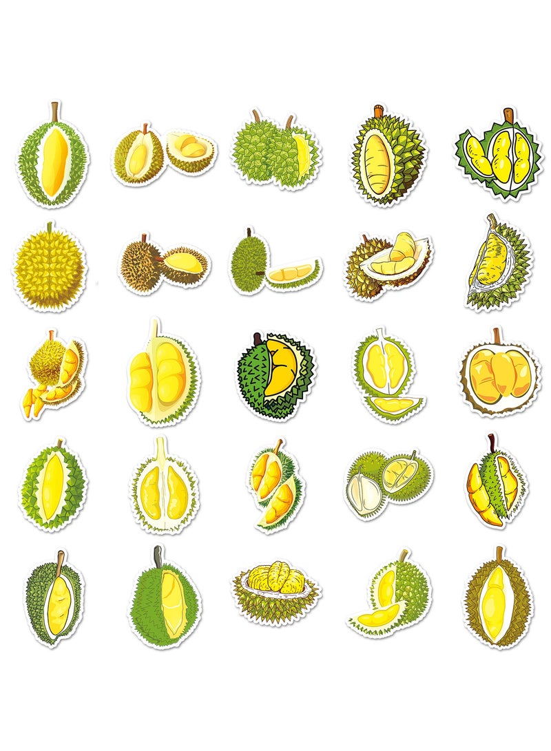 قوس قزح أورينبو 50 قطعة من ملصقات الدوريان للمراهقين والأولاد والبنات والأطفال من الفينيل المقاوم للماء لأجهزة الكمبيوتر المحمول والتابلت والقوارير والسيارات والهاتف والأمتعة والدفاتر ودفتر القصاصات ومجموعة ملصقات الفاكهة العصرية - Image 3