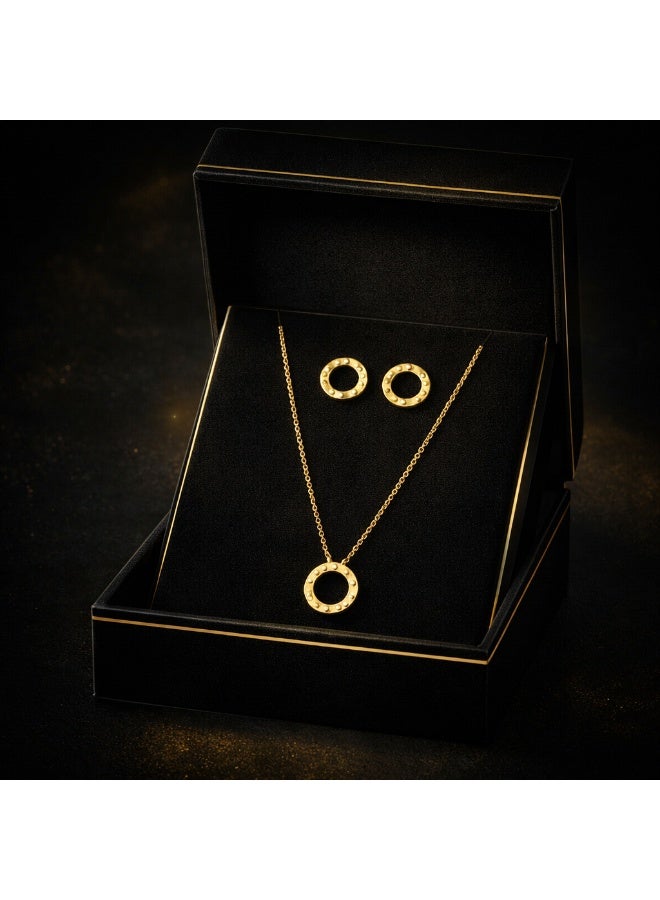 MTZ Women Jewellery Set, 14K Gold Plated Dainty Pendant Necklace & Stud Earrings Set for Wedding Party Daily Wear - Image 3