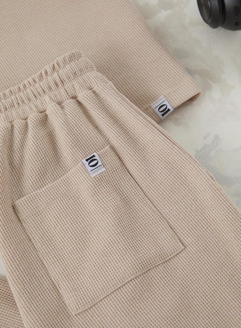 trendyol Beige Oversize/Wide Cut Textured Tracksuit Set Tmnss25Em00010 - Image 4