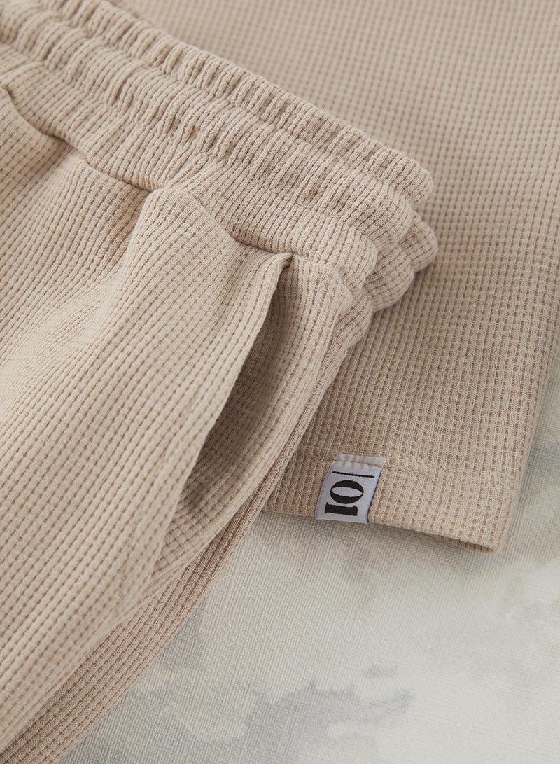trendyol Beige Oversize/Wide Cut Textured Tracksuit Set Tmnss25Em00010 - Image 5