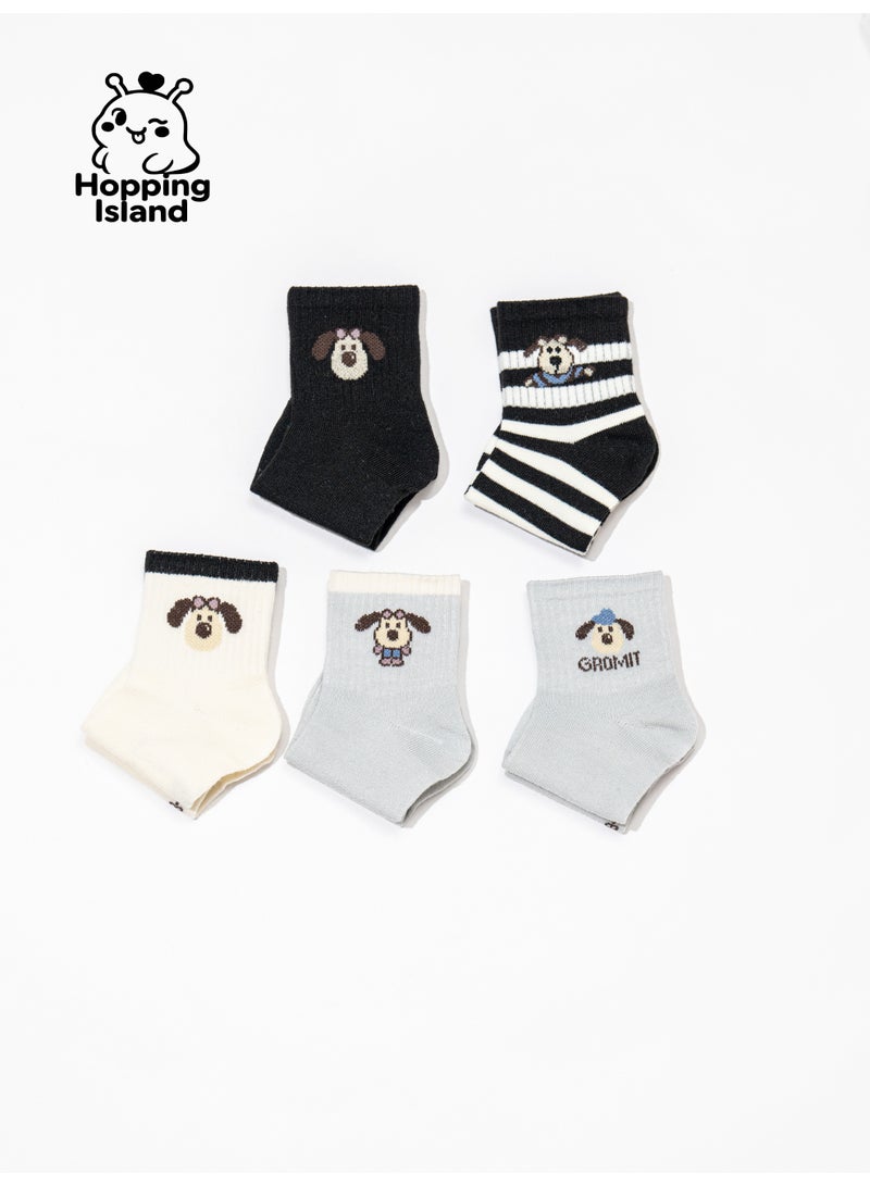 Hopping Island Kids Socks 5Pairs Puppy Dog Pattern Size S [HI] - Image 3