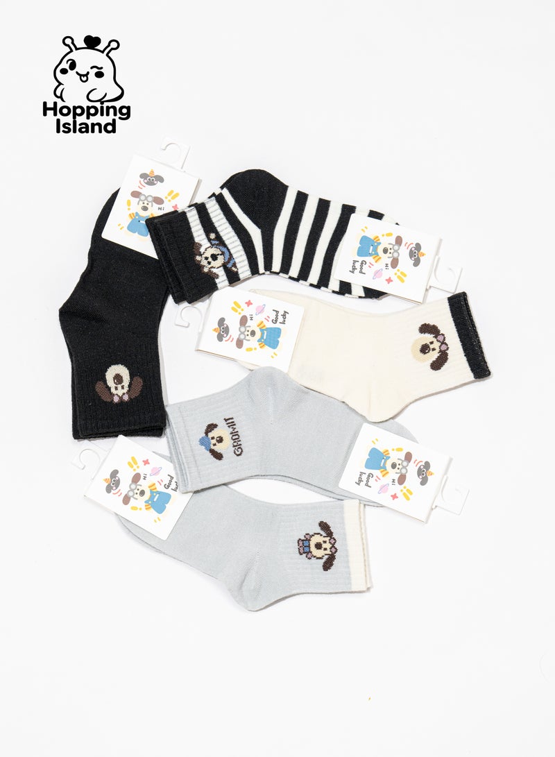 Hopping Island Kids Socks 5Pairs Puppy Dog Pattern Size S [HI] - Image 4