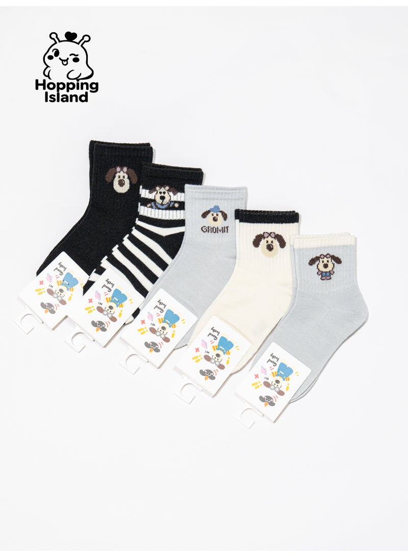 Hopping Island Kids Socks 5Pairs Puppy Dog Pattern Size S [HI] - Image 2