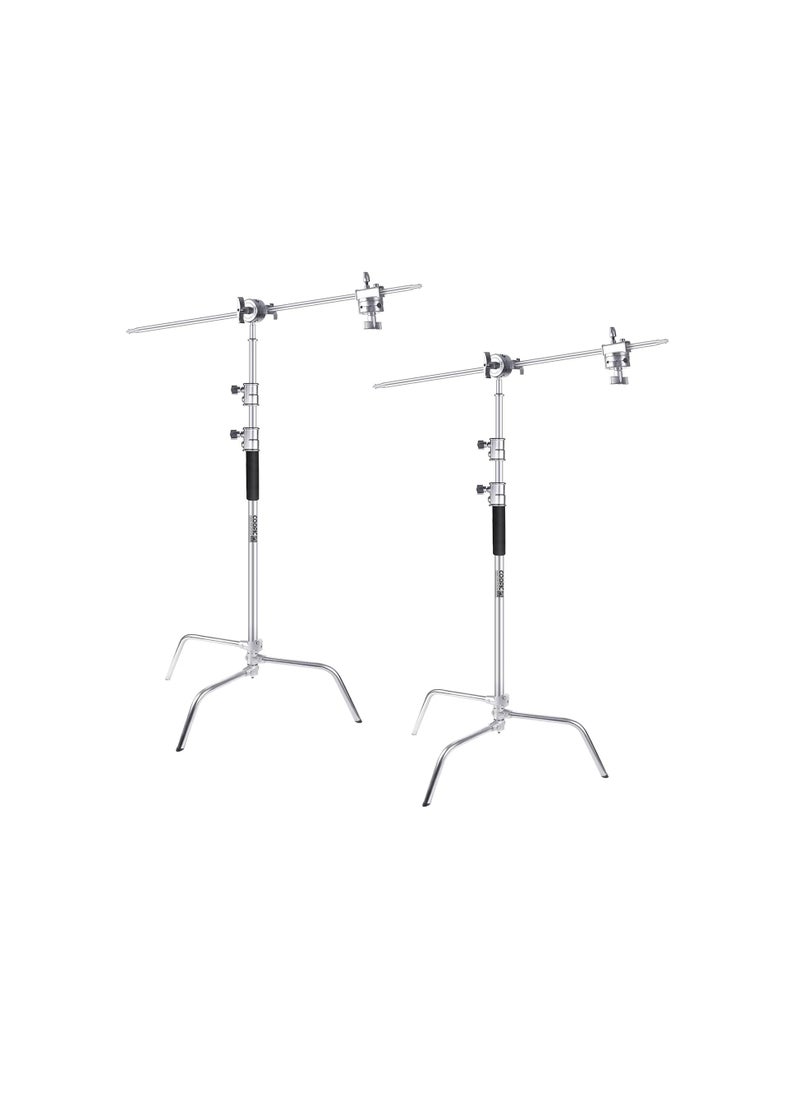 Coopic - 2 Pack C Stand Stainless Steel 210cm Max height with 88cm Holding Arm and 2 pieces Grip Head for Video Reflector Mono light and Photography - Image 1