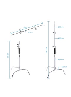 Coopic 2 Pack C Stand Stainless Steel 210cm Max height with 88cm Holding Arm and 2 pieces Grip Head for Video Reflector Mono light and Photography  - Image 5