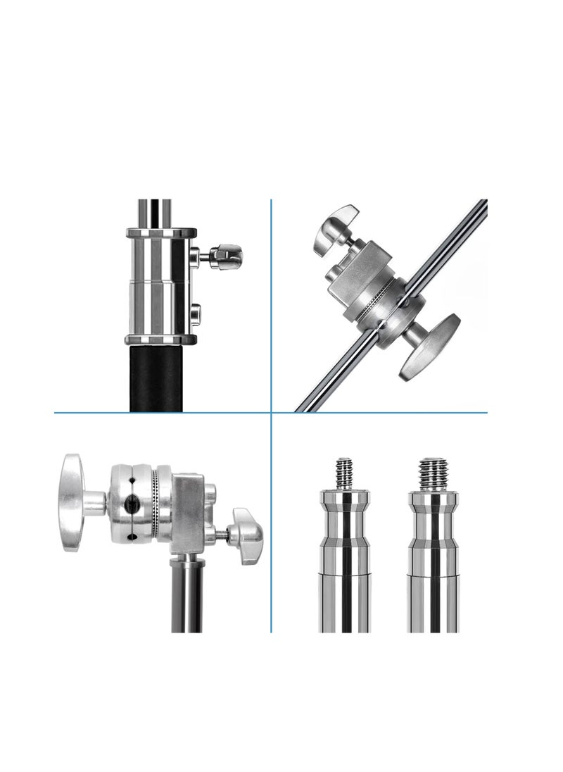 Coopic - 2 Pack C Stand Stainless Steel 210cm Max height with 88cm Holding Arm and 2 pieces Grip Head for Video Reflector Mono light and Photography - Image 1