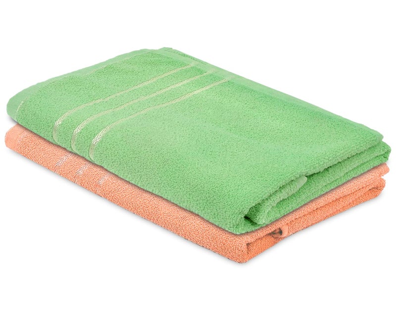 Kuber Industries Kuber Industries Super Soft, Fluffy, Absorbent Cotton Baby, Kids Bath, Face Towel Perfect for Daily Use, 19"x38"- Pack of 2 (Green & Peach)  - Image 1