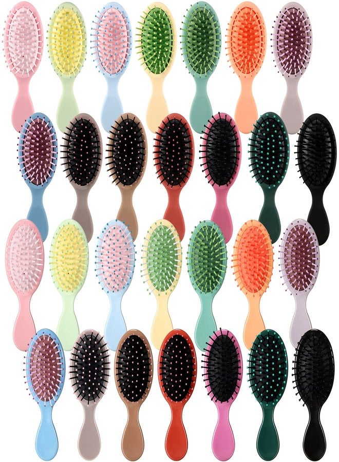 Zopeal 28 Pcs Kids Gift Wet Hair Mini Brush Bulk Girls Back to School Operation Christmas Small Pocket Travel Hairbrush Hygiene Detangler Soft Bristle Detangling Paddle for Party Favors(28 Colors) - Image 1