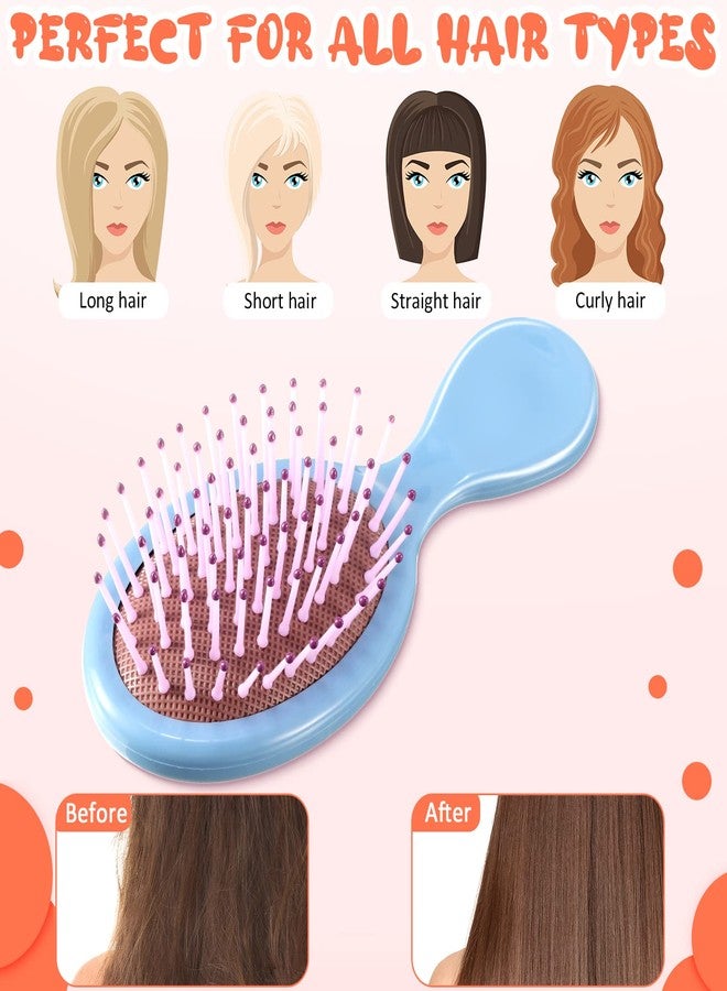 Zopeal 28 Pcs Kids Gift Wet Hair Mini Brush Bulk Girls Back to School Operation Christmas Small Pocket Travel Hairbrush Hygiene Detangler Soft Bristle Detangling Paddle for Party Favors(28 Colors) - Image 3