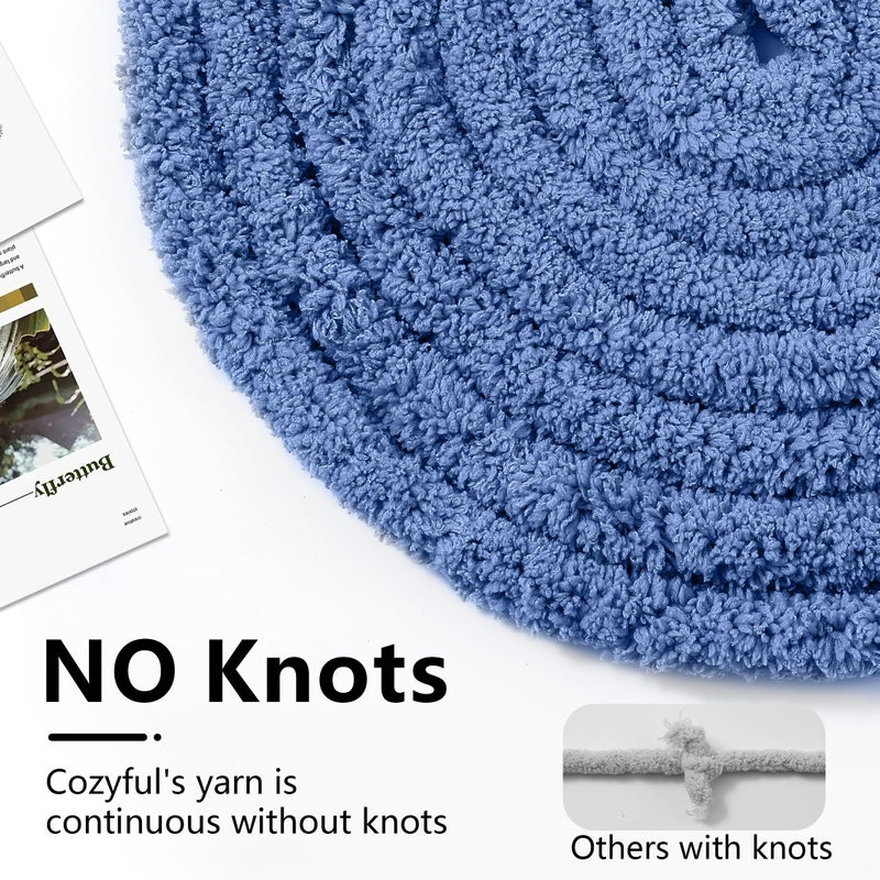 Cozyful Chunky Yarn for Hand Knitting - #10 Chunky Chenille Yarn, Jumbo Big Thick Chunky Yarns for Crocheting, Super Bulky Chunky Knit Blanket Yarns, 8 Skein (25 yds 8 oz Each Skein), Country Blue - Image 4