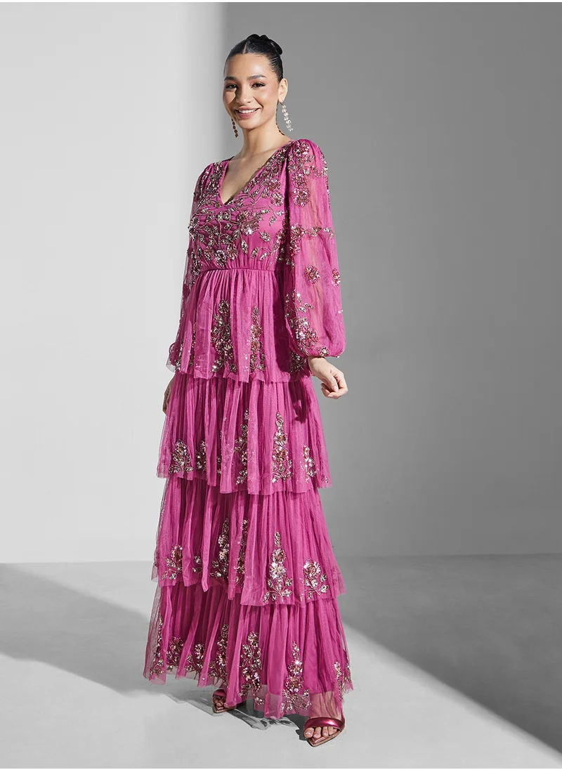 Maya Tiered Sequin Dress
