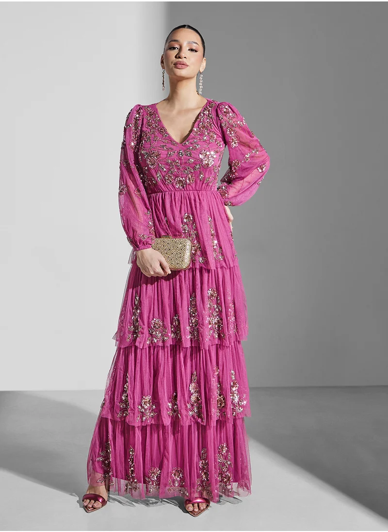 Maya Tiered Sequin Dress
