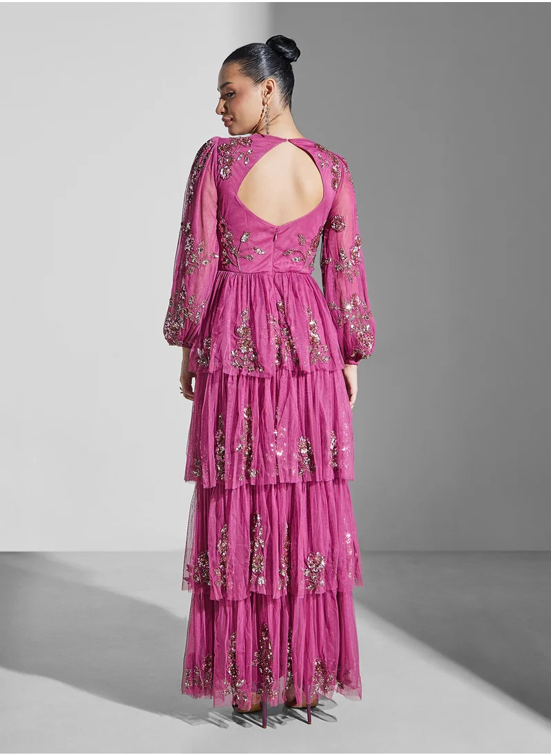 Maya Tiered Sequin Dress