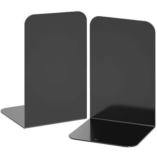 VFINE Bookends 1 Pair Black Metal Book Ends Heavy Bookends for Shelves Book Stopper for Heavy Books Book Organizer for Home Office School Supplies