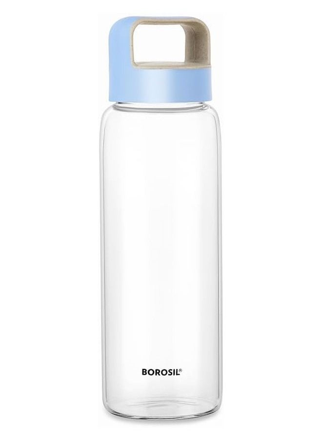BOROSIL - Crysto Glass Bottle With Blue Lid- Wide Mouth, Freezer Safe-1L - Image 1