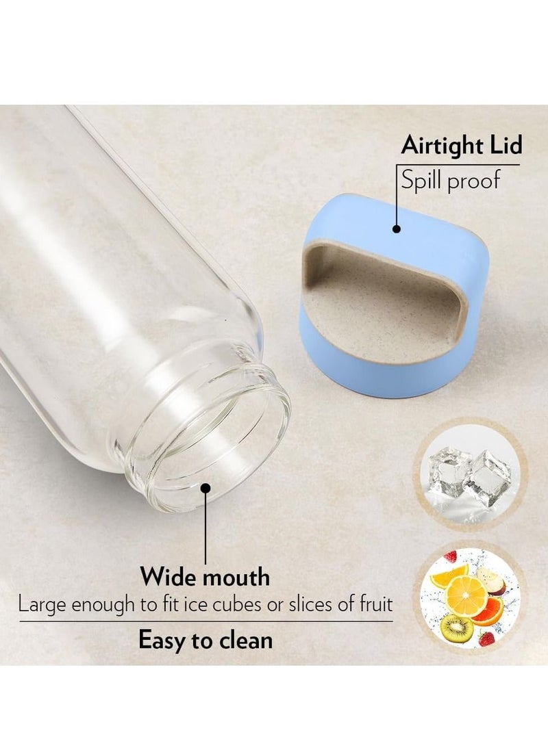 BOROSIL - Crysto Glass Bottle With Blue Lid- Wide Mouth, Freezer Safe-1L - Image 1