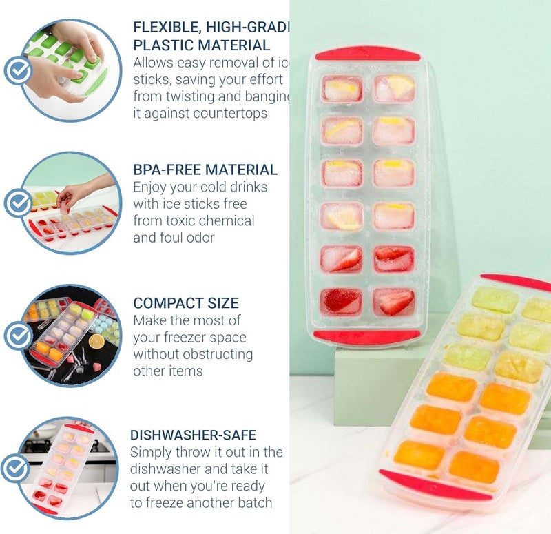 MAX-EMA GLOBAL MAX‑EMA GLOBAL Ice Cube Trays 3 Pack 36  Ice Cube Silicone Moulds With No Spill Easy‑release Flexible Silicone Base And Plastic Frame For Freezer Reusable Rectangle Ice Cube Tray - Image 4
